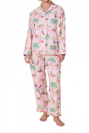 The Cats Pajamas Flannel 2 Piece California Christmas Pajama Set In Pink