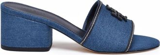 Tory Burch sandalo - Dames - Muiltjes - Blauw - 37 EU - Leer - Schoenen