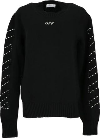 Off-white Wollen logo intarsia vest - Zwart