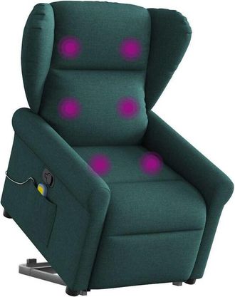 vidaXL Vidaxl - Silla De Masaje Reclinable De Pie De Tela Verde Oscura