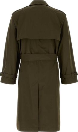 Burberry Mens Olive Green Cotton Trench Coat Marsh