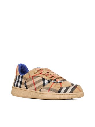 Burberry Mens Sneakers Terrace Check Beige Polyester Trainers