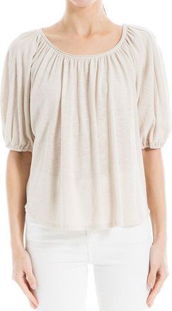 Max Studio Bubble Sleeve Linen-Blend Top