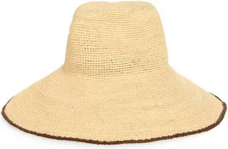Janessa Leon&eacute; Waverly Wide Brim Packable Straw Hat in Bleach/walnut at Nordstrom, Size Medium