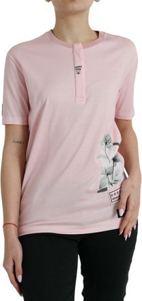Dolce & Gabbana Womens Carpe Diem Floral Tshirt - Pink Cotton - Size EU 40 (Womens)