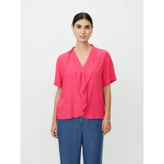 Masai MaDyvora V-Neck Ruffle Blouse in Carmine at Nordstrom, Size X-Small