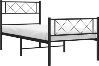 vidaXL Estructura Cama Sin Colch&oacute;n Con Estribo Metal Negro 75x190 Cm Vidaxl