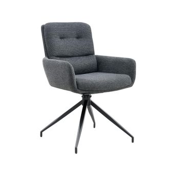Urban Meuble Conjunto de 2 sillas giratorias modernas en tela gris oscuro