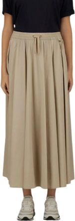 Herno Rokken, Dames, Beige, S, Nylon, Drawstring Midi Rok