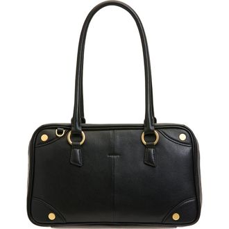 Hammitt Medium Meredith Leather Shoulder Bag in Black/Brushed Gold at Nordstrom