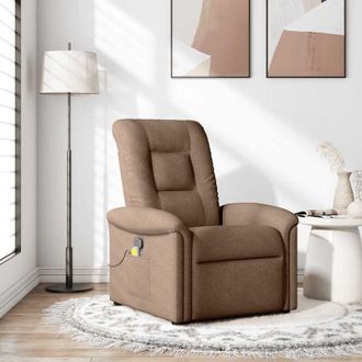 vidaXL Sill&oacute;n Reclinable Con Masaje De Tela Marr&oacute;n Vidaxl