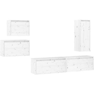 vidaXL Vidaxl - Muebles Para Tv 5 Piezas Madera Maciza De Pino Blanco