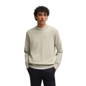 HUGO BOSS Heren Kanovano Crew Hals Trui (Licht Beige)