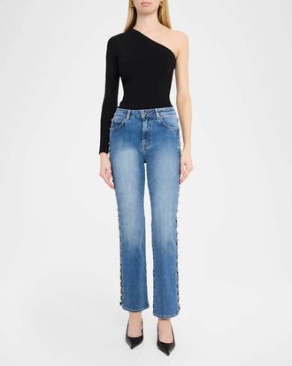 SIMKHAI Amelia High Rise Straight Jeans In Salton