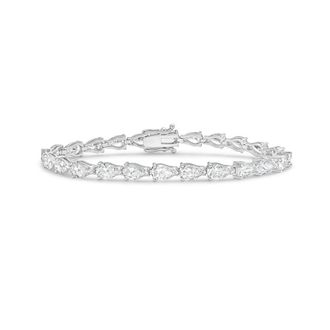 Diana M. Jewels 14kt White Gold 48cts Lab Grown Pear Diamond East-West Tennis Bracelet