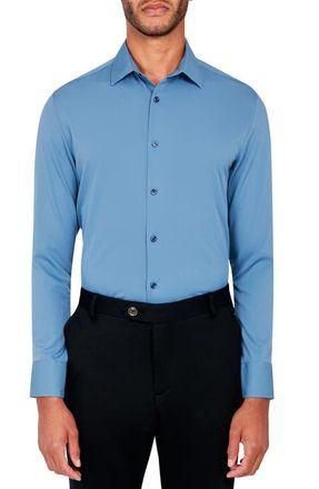 Brooklyn Brigade Slim Fit Solid Performance Dress Shirt in Dusty Blue at Nordstrom, Size 15.5