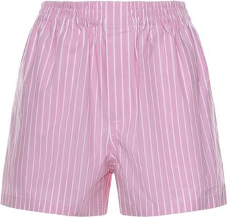 Balenciaga Short Shorts, female, Pink, Size: L Striped Cotton Shorts