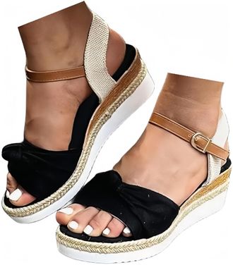 Generic Espadrilles Womens Wedges Orthopedic Sandals Orthopedic Sandals for Women Comfortable Platform Espadrille Shoes Dressy Summer Open Toe Ankle Strap Low
