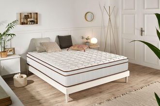 Moonia Colch&oacute;n Muelles Ensacados Hybrid Blanco 25 Cm Viscoel&aacute;stico Muelles Transpirable - 90x190 Cm - Moonia