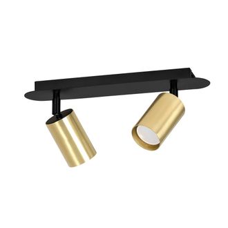 Wonderlamp Regleta elegante con 2 focos dorados orientables y estructura negra