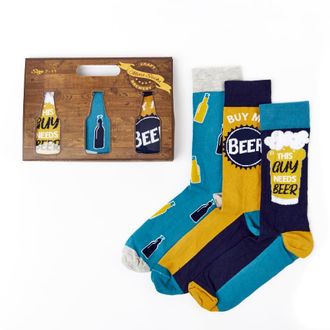 Urban Eccentric Mens Beer Socks Gift Set | Gift | 3 Pairs | Cotton Rich Socks | Premium Socks | Novelty | Gifts