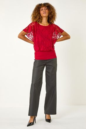 Roman Rose Burnout Bubble Hem Top