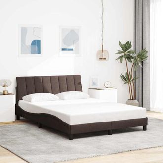 vidaXL Cama Sin Colch&oacute;n Tela Marr&oacute;n Oscuro 140x190 Cm Vidaxl
