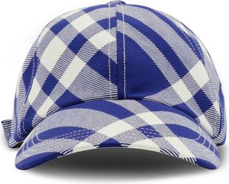 Burberry check-plaid cotton baseball cap - unisex - Polyester/Wool/Cotton - S - Blue