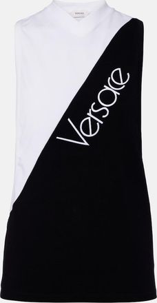 Versace Logo embroidered cotton-blend tank top