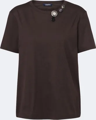 Max Mara Embellished cotton-blend jersey T-shirt