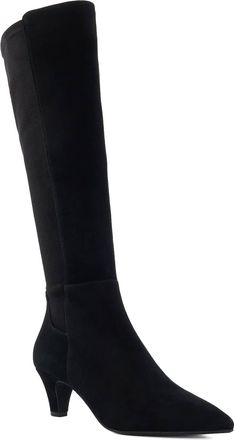 Dune London Womens Ladies Wf Sera - Wide Fit Knee High Kitten Heel Boots - Black Suede - Size UK 3
