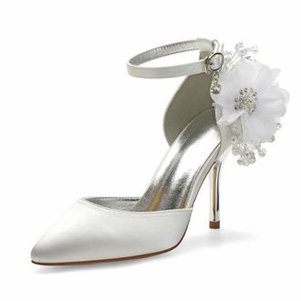 Miyoopark Womens High Heel Wedding Shoes Beaded Elegant Formal Party Pumps M529 Ivory UK 7.5