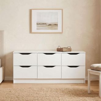 Dmora Cajonera Con Seis Cajones, Color Blanco, 50 X 40 X 120 Cm, Con Embalaje Reforzado - Dmora
