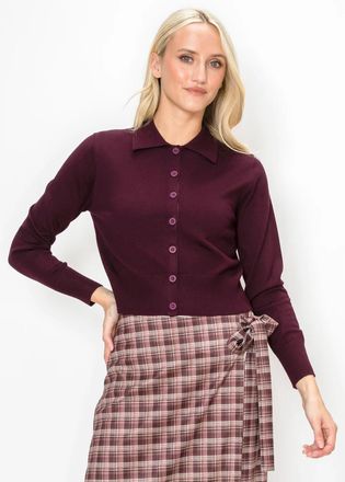 YAL New York Fine Knit Cardigan in Burgundy