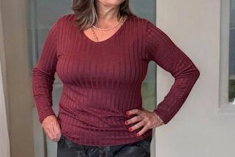 Made in Italy Ultra Soft Everyday Rib Knit Top In Mulberry