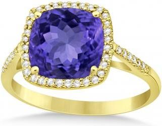 Allurez Cushion-Cut Tanzanite & Diamond Cocktail Ring 14k Yellow Gold (3.70ctw)