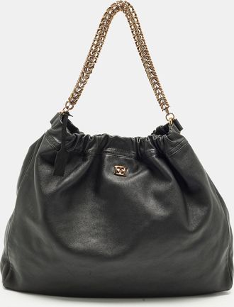 Escada Chain Black Leather Hobo