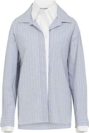 Acne Studios Blauwe Katoenen Blouse Dubbellaags Ontwerp - Dames - Overhemden - Blauw - S - Katoen - Overhemden