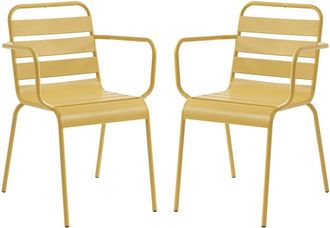 VENTE-UNIQUE.COM Juego de 2 sillas de jard&iacute;n acero mostaza