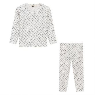 Fragile Printed Ribbed 2 Piece Long Sleeve Top and Pants Set in White/dark Blue Grey at Nordstrom, Size 18M