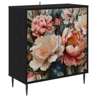 vidaXL Aparador Borne Roble Negro 69 X 33 X 76 Cm Madera De Ingenier&iacute;a Vidaxl