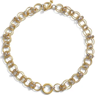 Awe Inspired Chain Mail Toggle Charm Collar in Gold Vermeil/sterling Silver at Nordstrom
