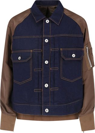 sacai Blue Denim-Nylon Blend Jacket