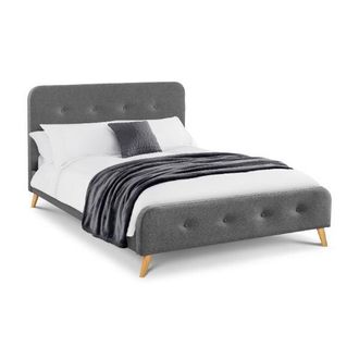 Julian Bowen Astrid Curved Retro Buttoned King Bed 150cm Grey - Julian Bowen | TJ Hughes
