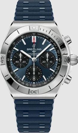 Breitling Chronomat Chronograph Automatic Chronometer Blue Dial Mens Watch AB0158101C1S1