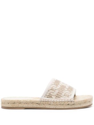 Tod's embroidered sandals - women - Linen/Flax/Rubber - 36 - Neutrals