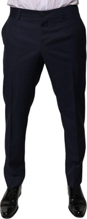 Dolce & Gabbana Dark Blue Cotton Men Dress Pants Elastane