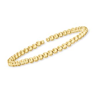 RS Pure by Ross-Simons Italian 4mm 14kt Yellow Gold Bead Cuff Bracelet