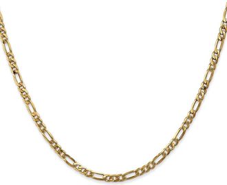 Diamond2Deal 14k Yellow Gold 3mm Flat Figaro Chain Necklace