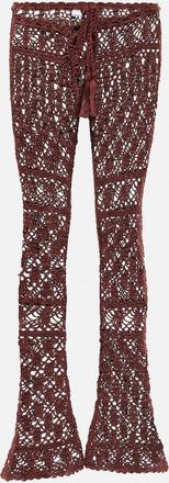 Anna Kosturova Mid-rise crochet cotton pants